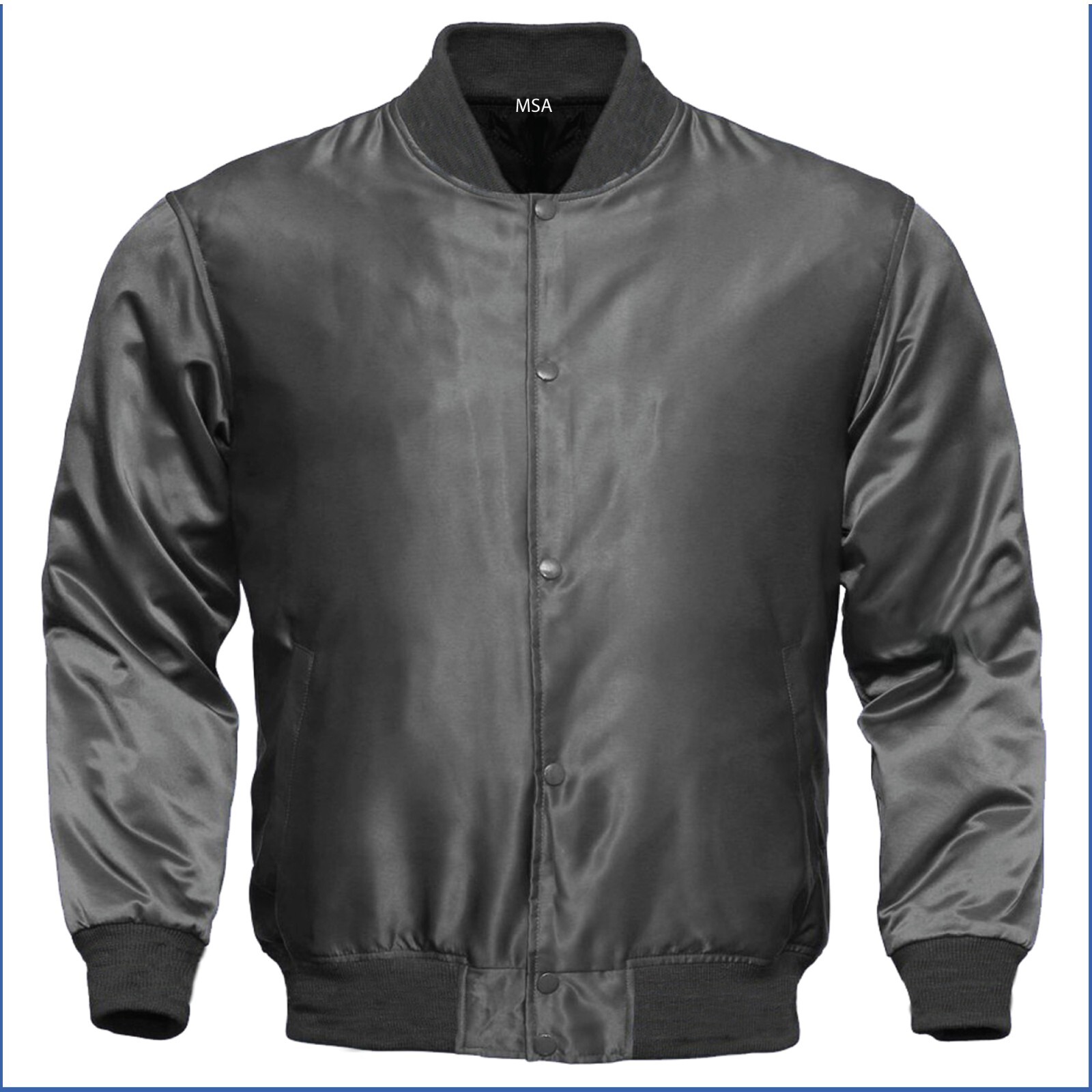 Custom Grey Satin Letterman Jacket for Men - Personalized Varsity Baseball Style