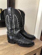 Cowboy Western Men's Boots Exotic Hornback alligator Black made in USA Size 9