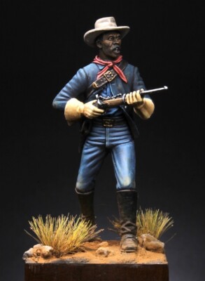 10th CAVALRY バッファローソルジャー 胸像 フィギュア Buffalo Soldier of 10th Cavalry 54mm Painted Toy Soldier Pre-Sale