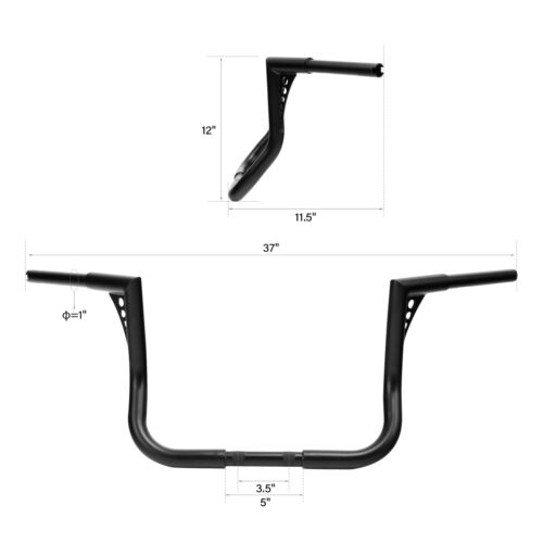 12" Rise Ape Hangers Bars 1-1/4" Handlebars Fit For Harley Touring Electra Glide - Picture 2 of 8