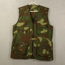 Mens Camo Hunting Vest Size Large Game Pocket Quilted Padded Full Zip
