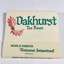 Vintage Oakhurst Tea Room Matchbook Somerset PA Unstruck Full 30 World Famous