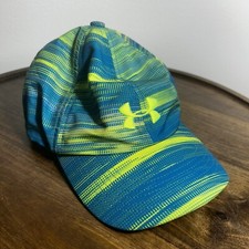 UNDER ARMOUR Youth Baseball Hat Cap Adjustable Blue Green Wicking Stain