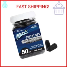 Mack's Covert Ops Soft Foam Shooting Ear Plugs, 50 Pair - 32 dB High NRR, 37dB S