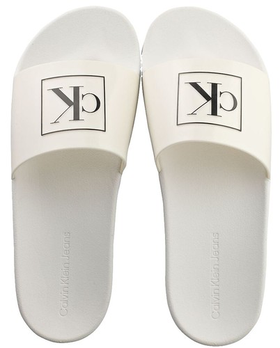 Calvin Klein Jeans Men Zion Wide Strap Footbed Slide Sandals Size US 8M White Calvin Klein Men main image 4