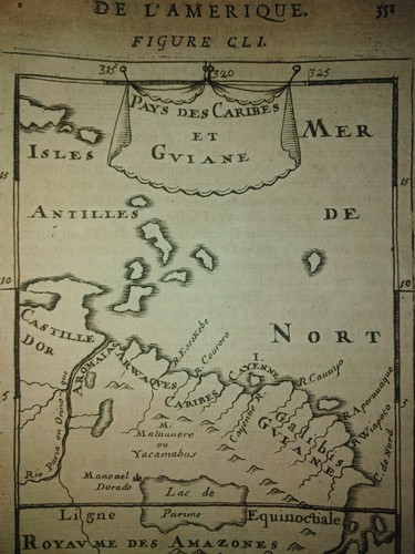 1683 INCISIONE SU RAME A. M. MAPPA MALLET DELLA GUYANA FRANCESE E DEI PAESI CARAIBICI - Foto 3 di 5