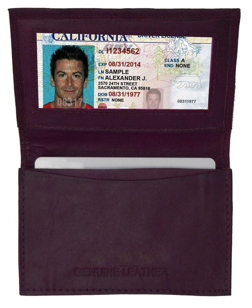 Purple Genuine Leather Men's Bifold Wallet 18 Credit Cards ID