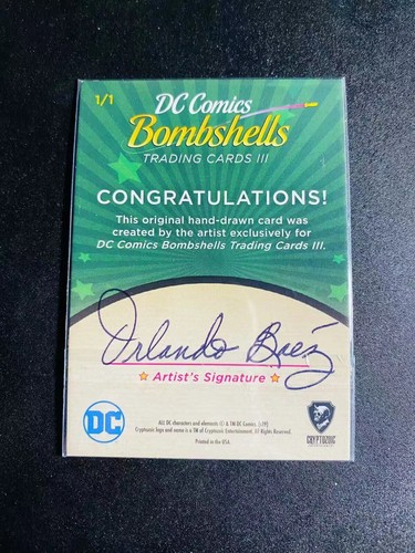 2019 Cryptozoic DC Comics Bombshells III Batgirl Sketch 1/1 - Picture 2 of 2