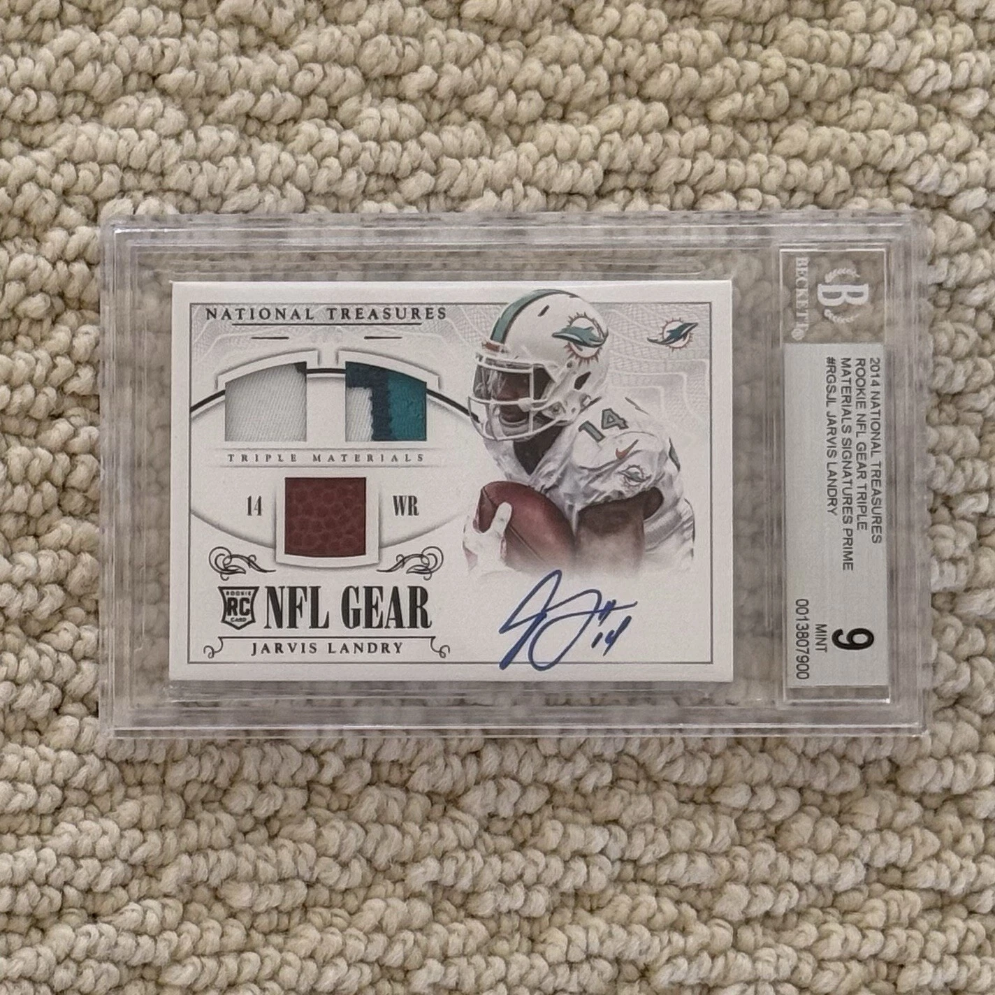 Jarvis Landry Panini National Treasures Rookie NFL Gear Dual Materials Signatures #JL Prime