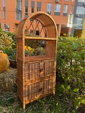 Armario arqueado con puertas mimbre estantería para libros planta boho muebles estantería