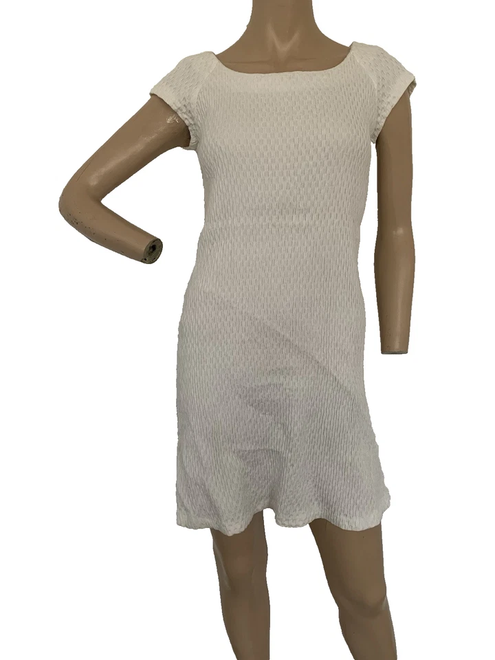 Mini Vestido PHILOSOPHY DI ALBERTA FERRETTI Blanco Texturizado Reino Unido 12 EE. UU. 8 IT 44 EN MUY BUENA CONDICIÓN Foto 3 de 4