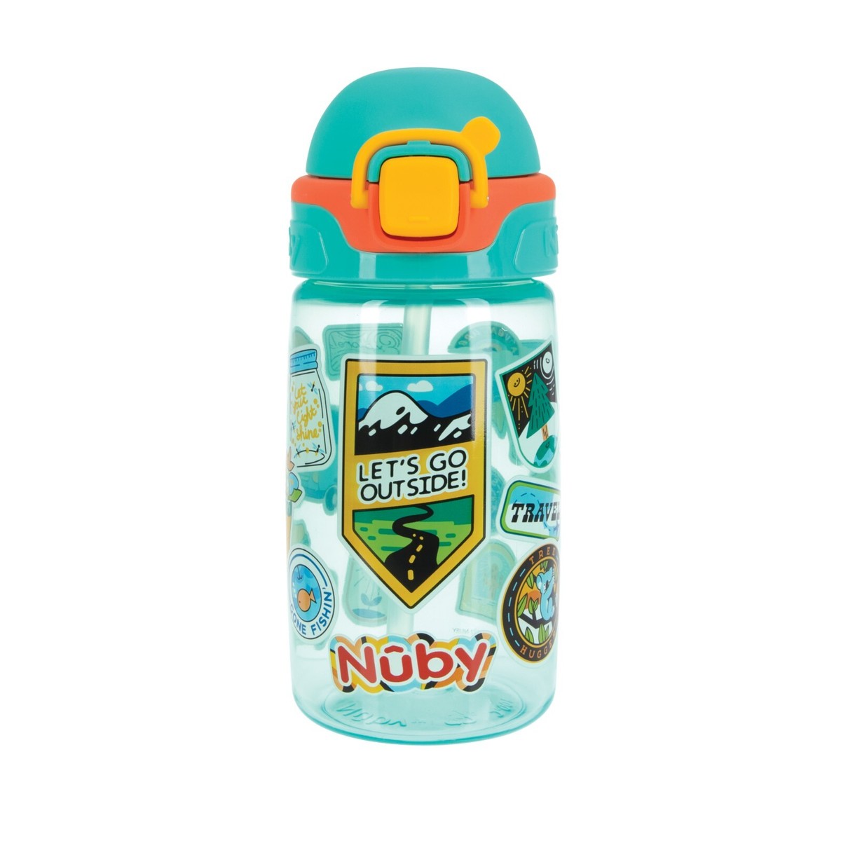 Nuby Thirsty Kids BOLT Travel Stickers Water Bottle Free-Flow