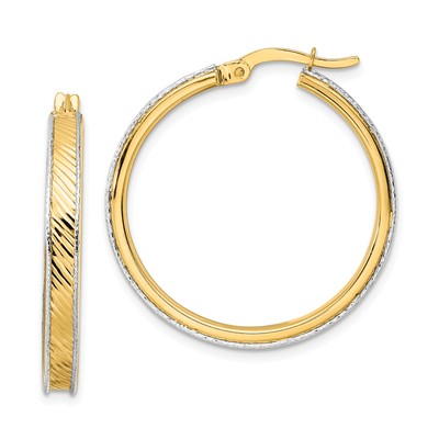 Avariah Gold 14K Two-tone Polished Diamond-cut Hoop Earrings - 29.11mm