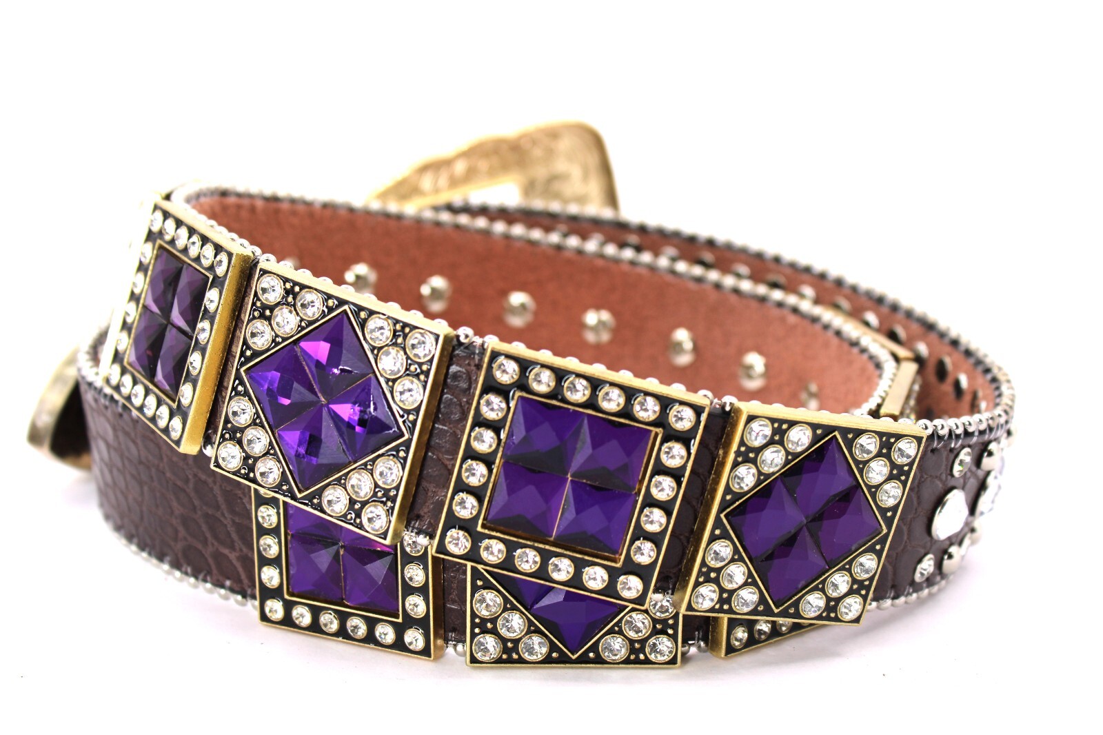 Western Belt Cowboy Rodeo Clear Stone CF Genuine Leather Pants 38 Cinto