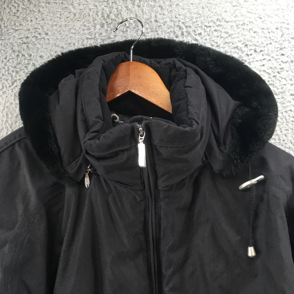 Obermeyer Sudadera con Capucha Chaqueta de Bombardero de Esquí para Mujer 14 Negra Piel Sintética Cremallera Manga Larga Foto 2 de 4