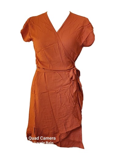 Retro Style Ruffle Dress Wrap around and tie. Size 12-14 one size Rust Orange - 第 1/3 張圖片