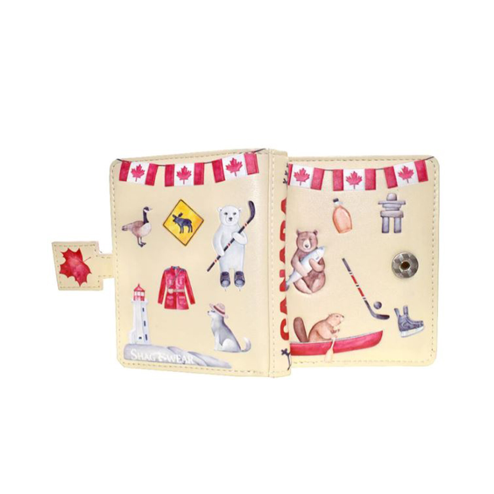 Маленький кремовый кошелек на молнии с канадским принтом Shagwear, НОВЫЙ В НАЛИЧИИ