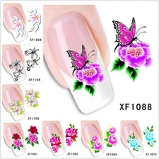 Nail Art Water Transfer Stickers Flower Butterfly Decals Tips Decoration