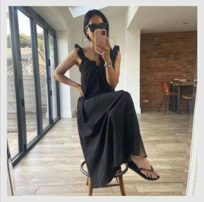 ruffle strap maxi dress