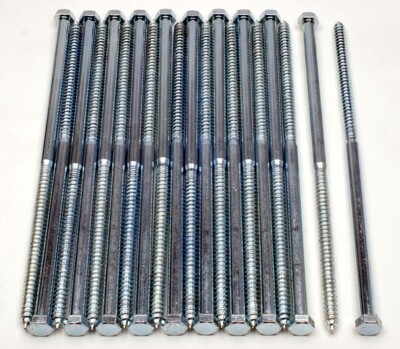 (20) Hex Head 1/2 x 14 Lag Bolts Wood Screws Zinc Plated