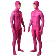 The Pink Muscle Jumpsuit Stage Show Cosplay Costume Bodysuit Halloween Party