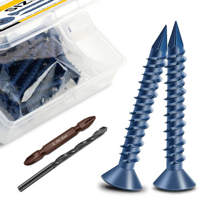 30Pcs Concrete Screws 3/16 X 1-1/4 Masonry Screws Anchor with Drill Bit, Flat Ph
