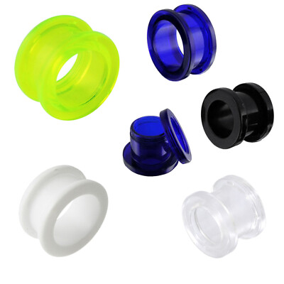 Tunnel Acryl Klar Schwarz Weiß Neon Gelb Blau zum schrauben Plug Ohr 3 - 12 mm