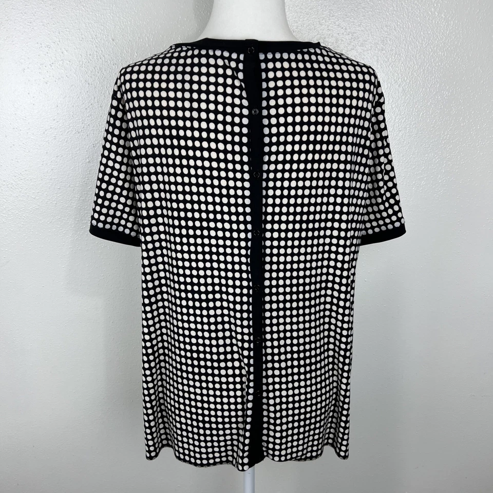 Anne Klein блузка женщин 0 X плюс размер черный белый горошек кнопка назад S/S Топ - Изображение 4 из 4