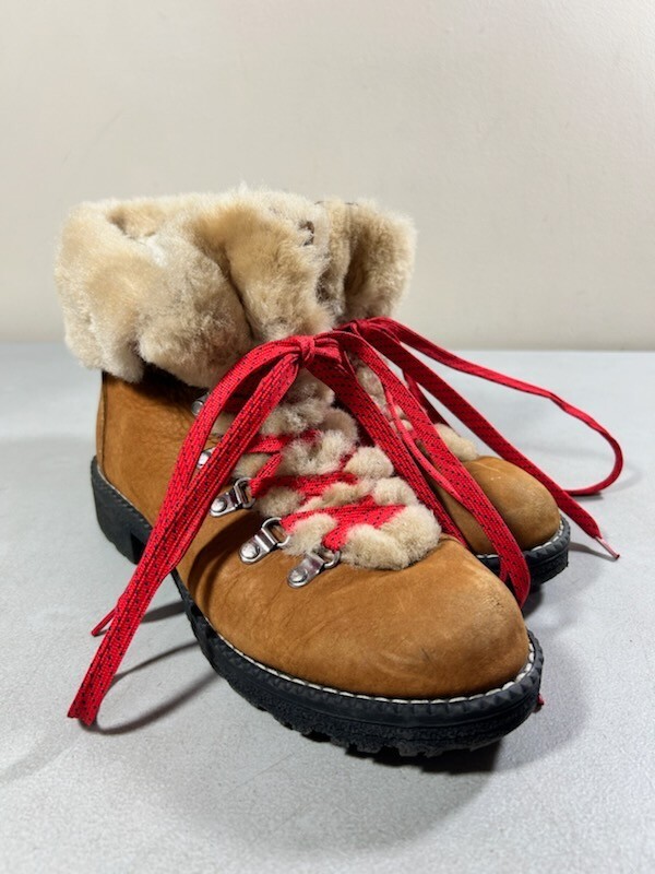 J Crew women's brown leather lined lace up Nordic ankle boots size