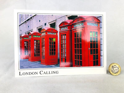 Postkarte London Großbritannien rote Telefonzellen Kabinen London anrufen neue Postkarte