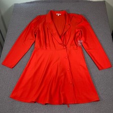Charlotte Russe Blazer Womens Xl Orange Long Lightweight Button Wrap Tie Front
