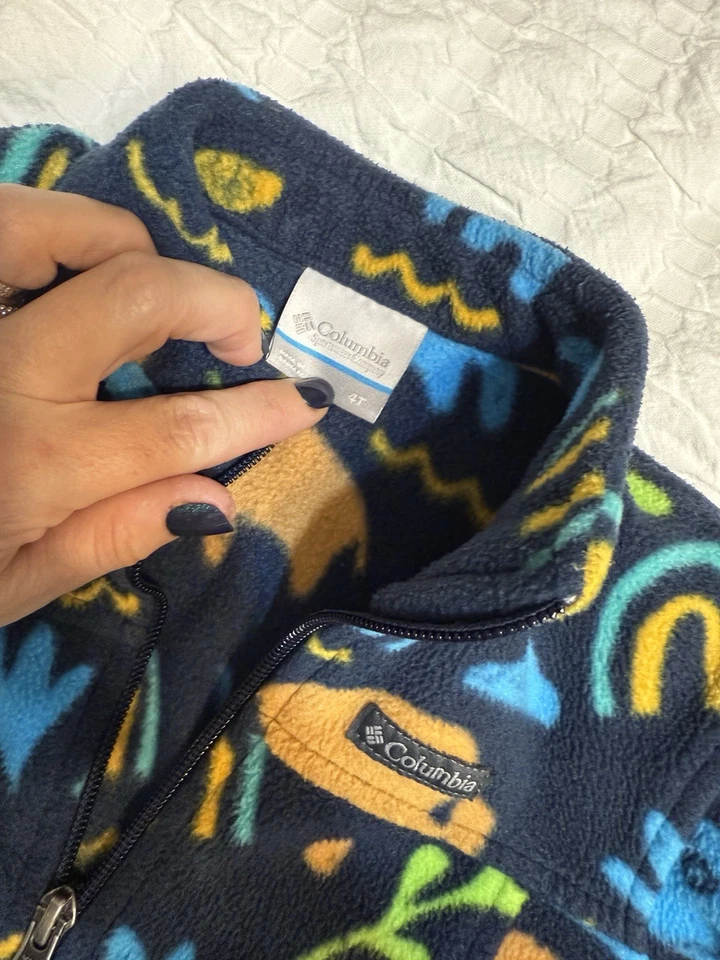 Columbia Boys Jacket Used 4t Colorful Fleece Zip Up - Image 2 of 3