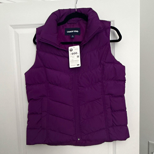 Lands' End HyperDRY Women's M Purple Down Puffer Vest Full Zip Water-Resistant