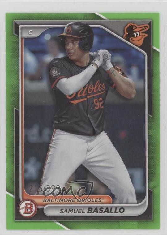 2024 Bowman Prospects Neon Green Border 215/399 Samuel Basallo #BP-38 0s07