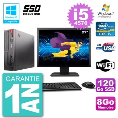 PC Fujitsu Esprimo E520 Bildschirm 27 '' i5-4570 RAM 8Go SSD 120Go Graver DVD