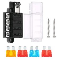 4 Circuit Fuse Block for ST Blade 5045 with Cover for Marine, With Fuse and Scr