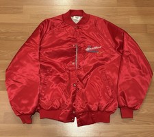 Vintage 80s Chevy Heartbeat Of America West Ark Satin Bomber Jacket Large