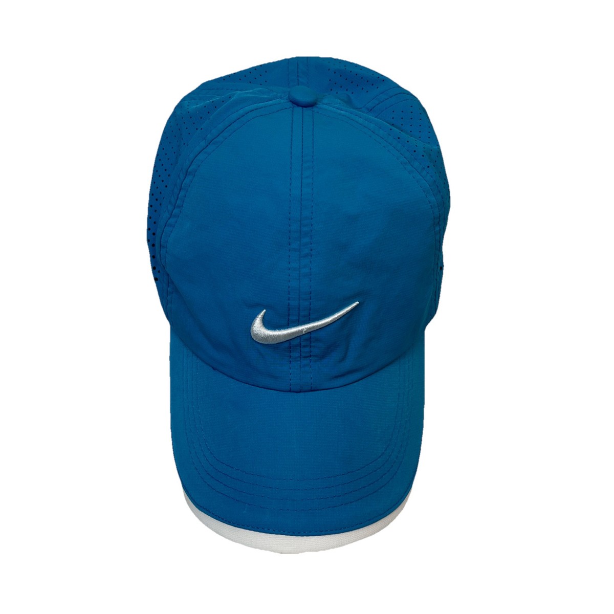 NIKE GOLF、ナイキハット、美品、USA希少、激レア Vintage Nike Golf Dri Fit Laser Cut Hat Adjustable Swoosh Blue