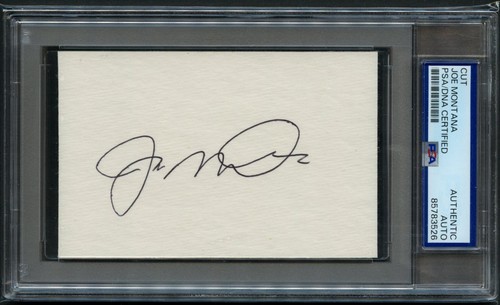 Joe Montana signed autograph 3x5 cut QB San Franciso 49ers PSA Slabbed