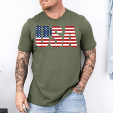 USA T Shirt Women Men Patriotic 4th of July American Flag T-Shirt