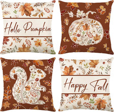 Fall Decorations for Home, Fall Pillow Covers 18x18 Set of 4, Thanksgiving Decor