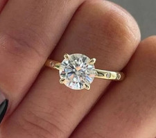 Moissanite Engagement Ring 2.75 CTW Round Cut Ring In 14K Yellow Gold Plated