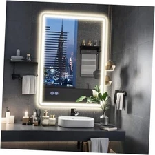 LED Bathroom Mirror, 28x36 inch Frameless Rounded Corner Vanity 36"L x 28"W