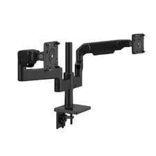 Humanscale MFLEX 8.1 Dual Monitor Arm w. Desk Clamp Mount, Black & Black