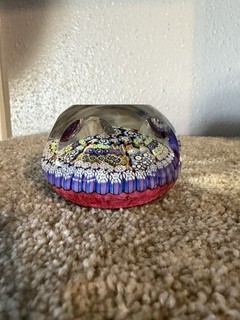 Vintage Perthshire 1991 Murano Millefiori Faceted Paperweight Art Glass 3x2.5