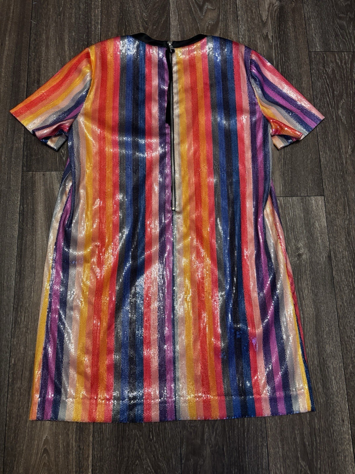 Le Superbe sequence mini rainbow Stripe dress Sz 8 - image 9
