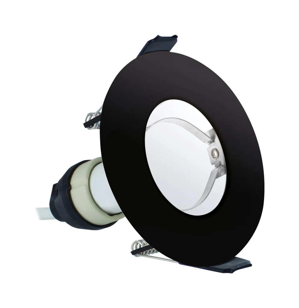 Downlight Black Evofire IP65 Fire Rated GU10 Round For 70mm Cut Outs Integral