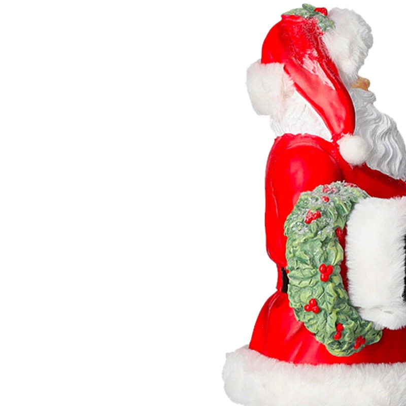 Babbo Natale con Uccellini Rossi Statuina Decorativa Resina Natale H 40 cm, fotografia 8 di 9