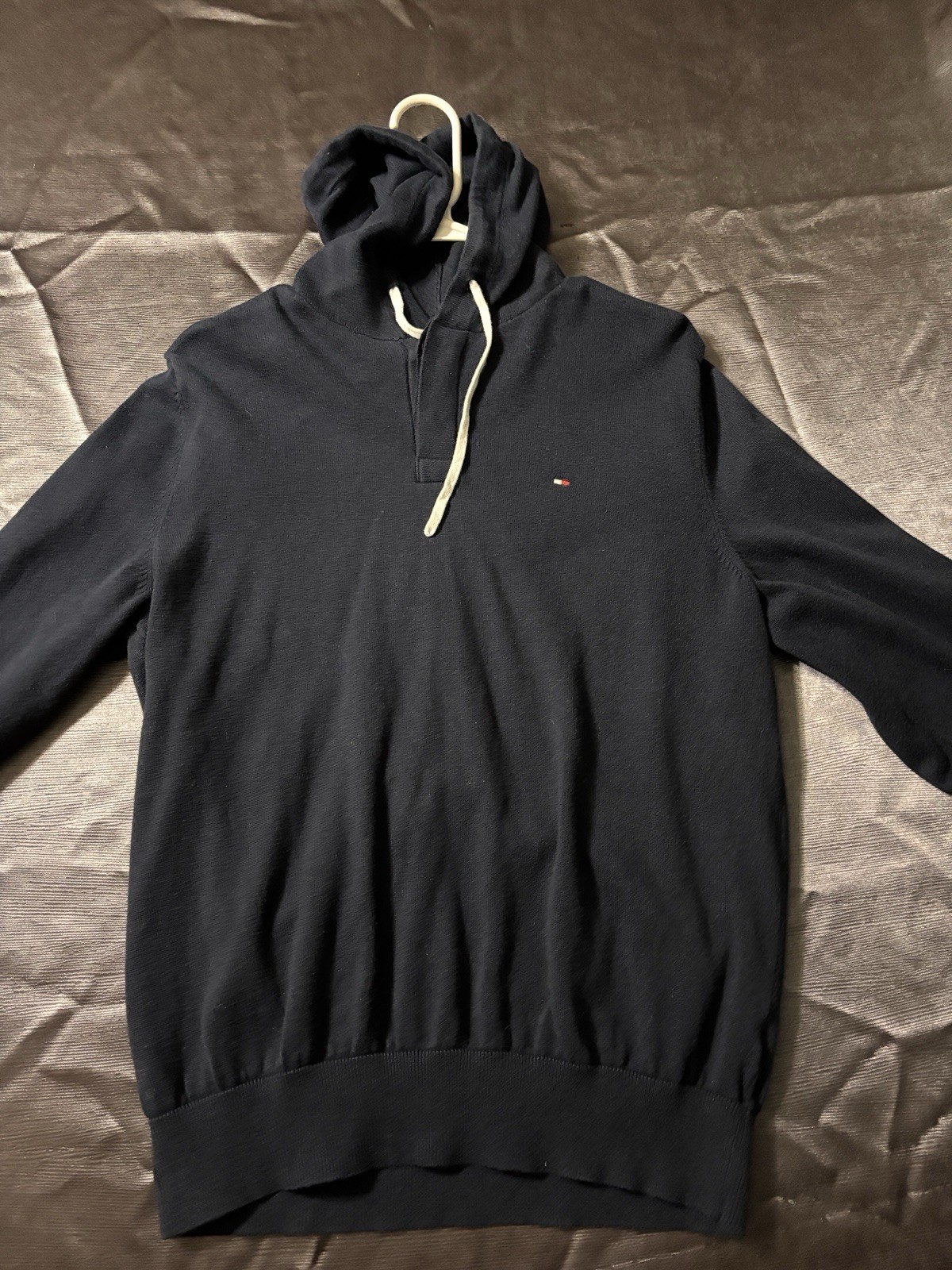 Tommy Hilfiger Mens Black Long Sleeve 1/4 Zip Pullover Sweater Size Medium