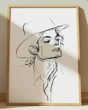 MICHAEL JACKSON INK DRAWING PRINT PORTRAIT SKETCH 8" x 10"  HOME DECOR WALL ART